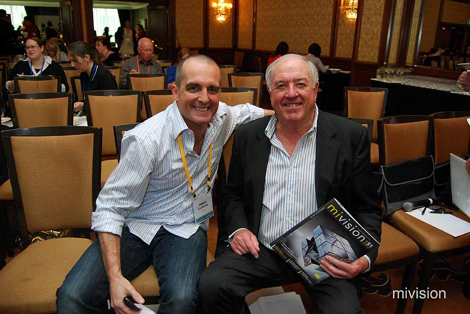 Publisher of mivision magazine Mark Cushway with John Anderson, founder of Contiki - Image 39 Provision Focus 2010 Congress Gallery (40)