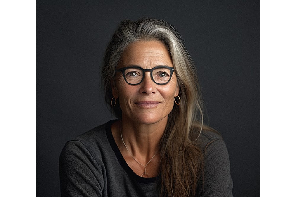 woman wearing hearing aided eyewear