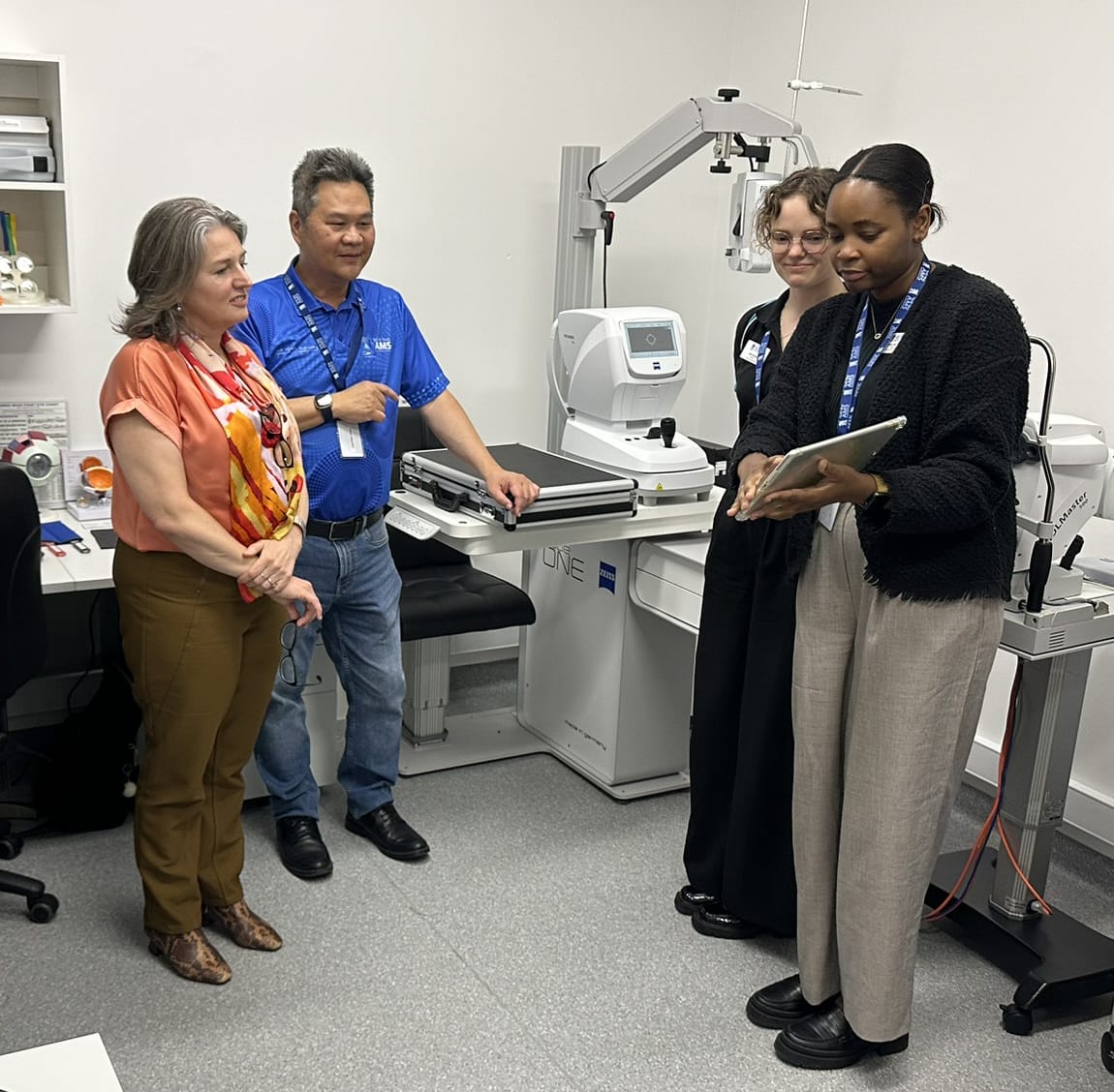 Senator Louise Pratt with SWAMS team members at the Bunbury eye clinic.