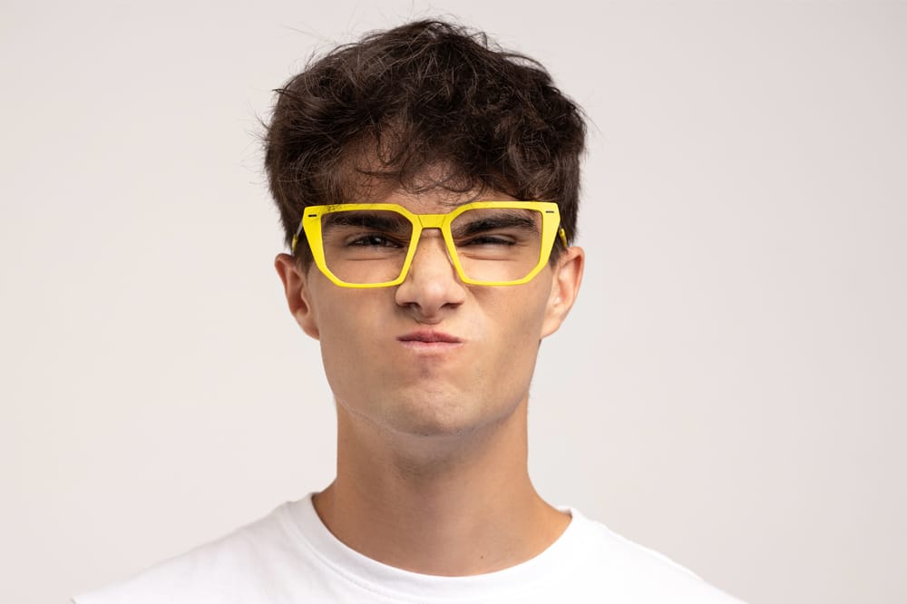 Man in yellow Splectaful frames