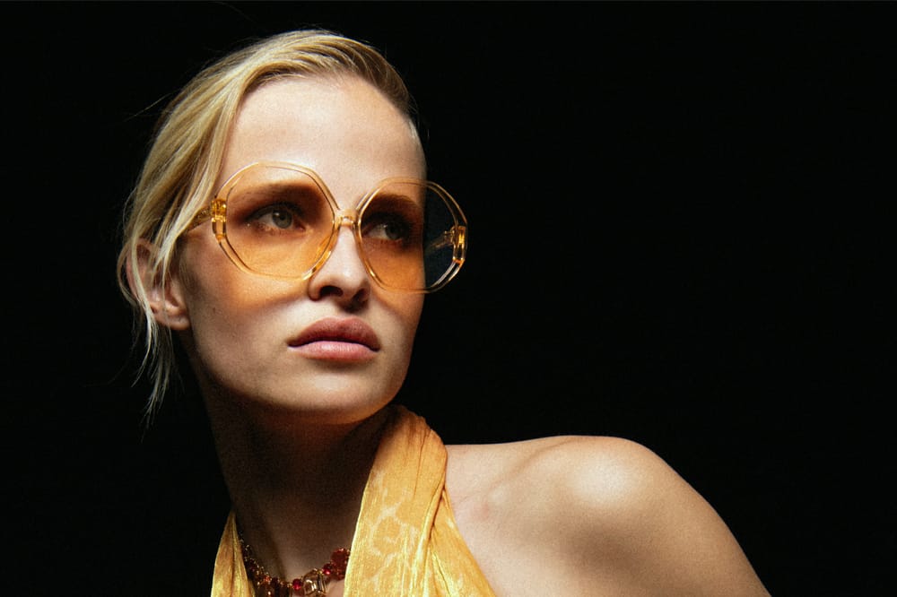 Woman wearing Linda Farrow frames