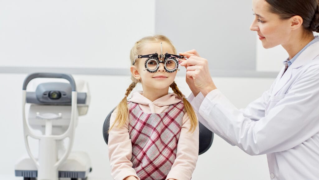 child doing eye test