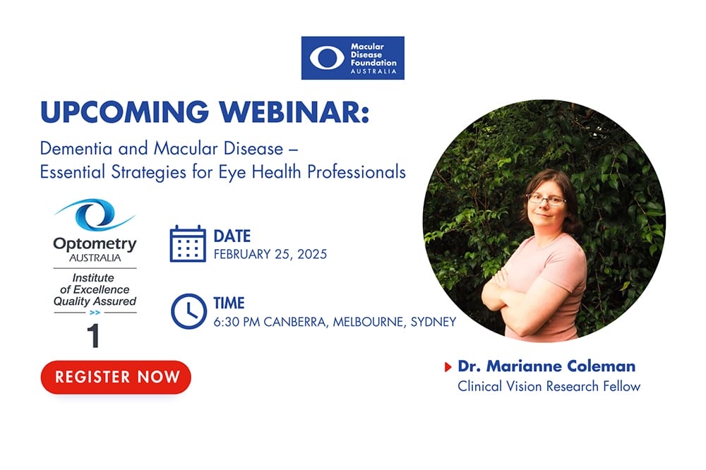 Upcoming MDFA Webinar on dementia and macular disease.