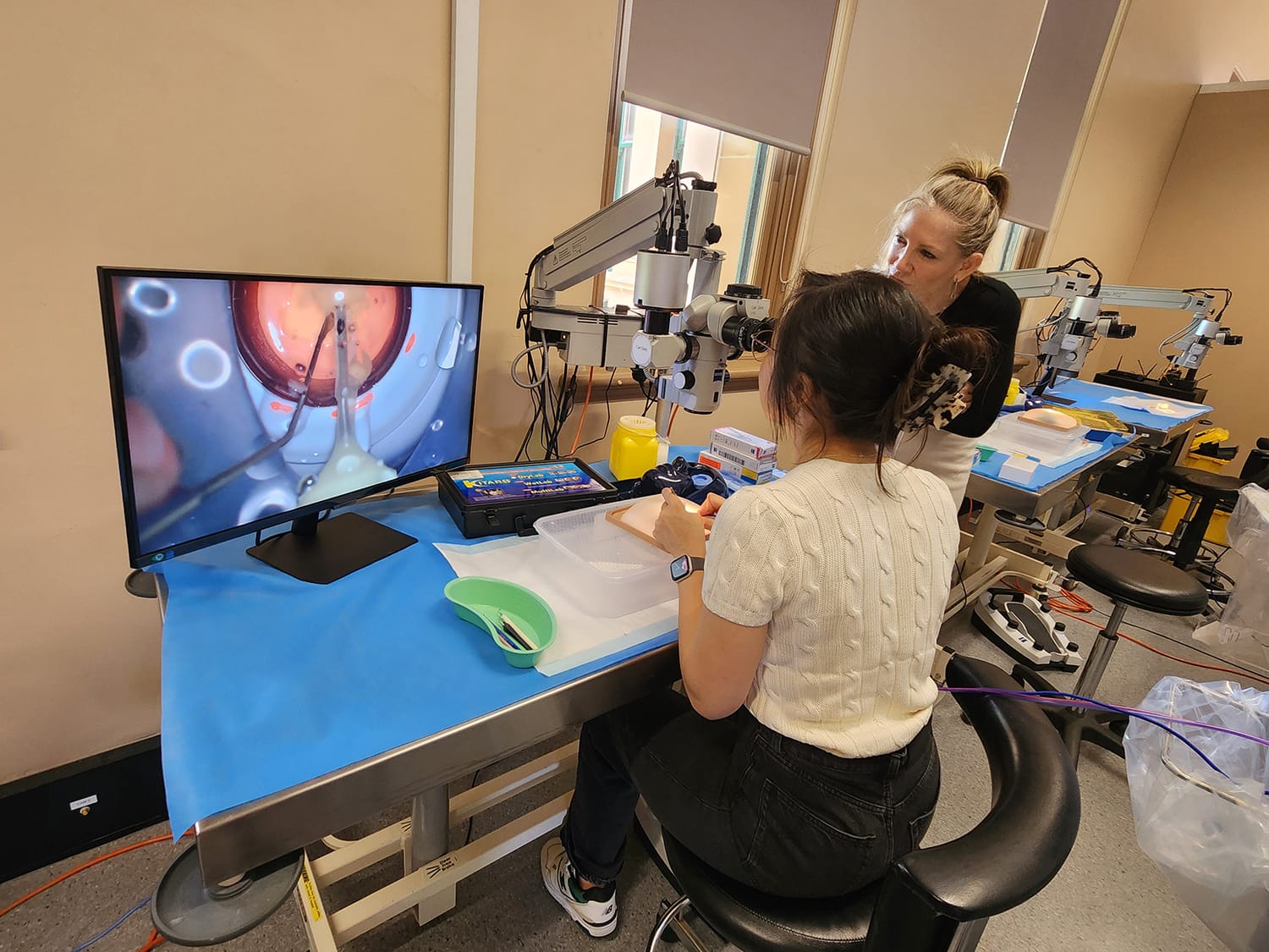 Registrars practising their microsurgical skills at Sight for Life