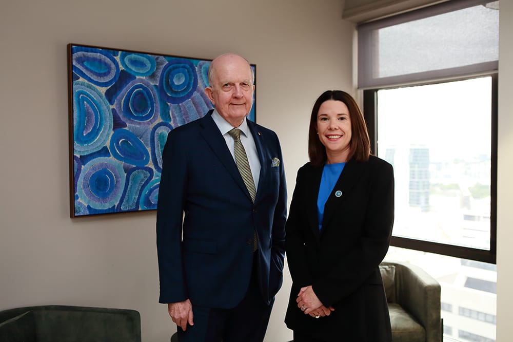 Outgoing ASO CEO Kerry Gallagher with new CEO Katrina Ronne, the first female ASO CEO