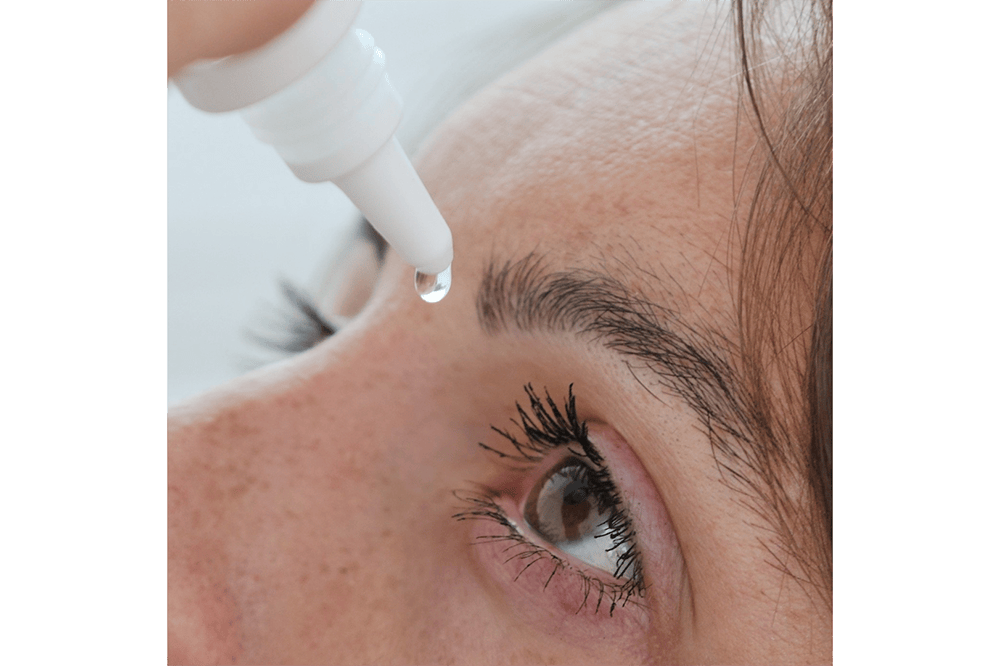 Image of person receiving eye drops. Certificate in Ocular Therapeutics