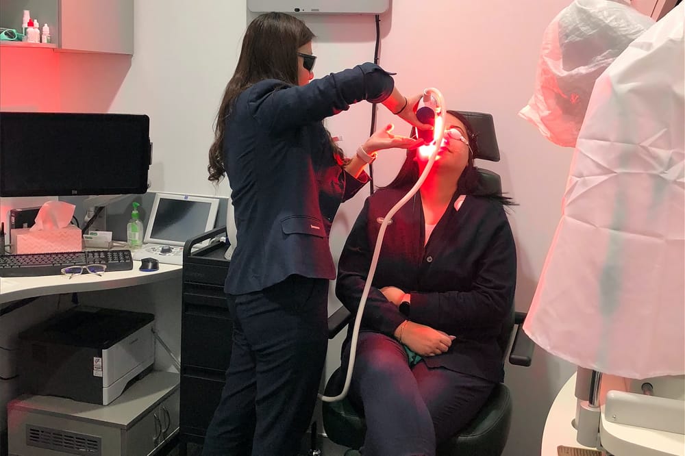 Person being treated as part of the Specsavers Dry Eye Pilot Programme