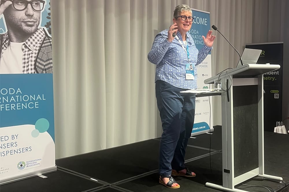 Fiona Anderson speaks at the Optical Dispensers conference
