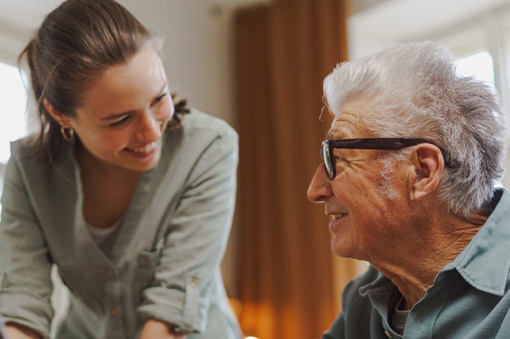 Woman providing support to love vision patient via SeeWay