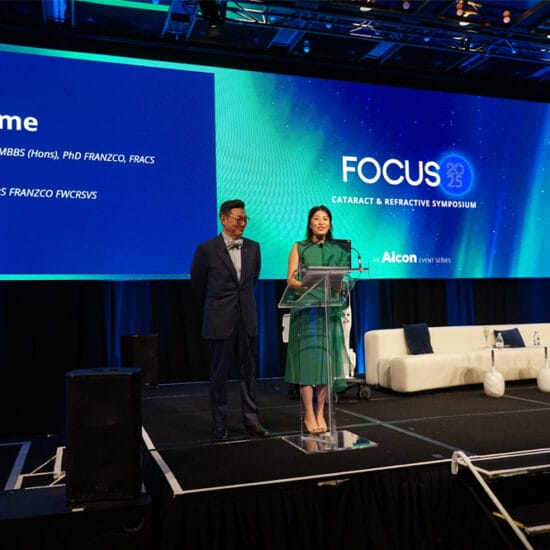 Prof Andrew Chang and Dr Tanya Trinh at the Alcon Focus Symposium.