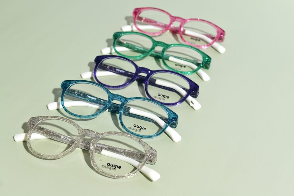 Augie eyewear frames lined up