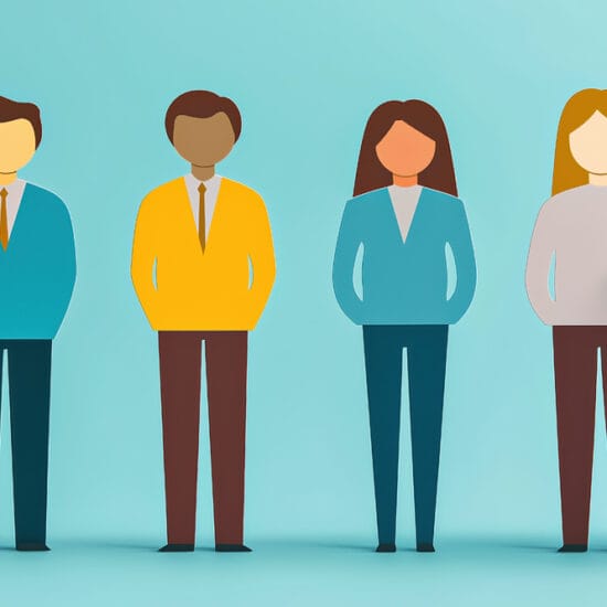 Graphic of four people depicting team cultural fit.