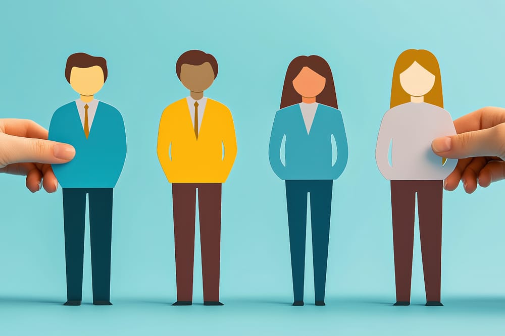 Graphic of four people depicting team cultural fit.