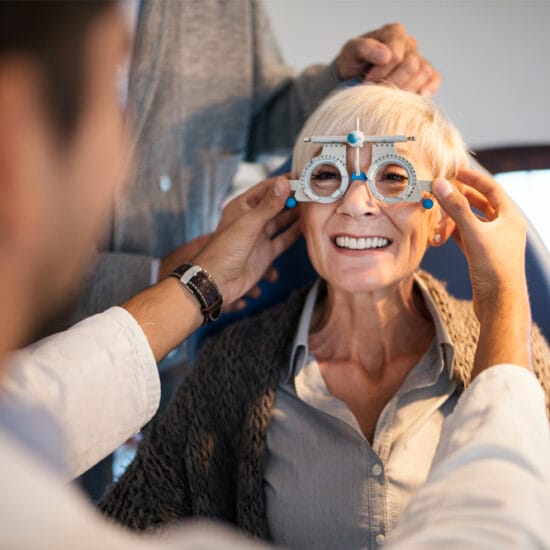 Woman getting eye test as part of the keepsight programme