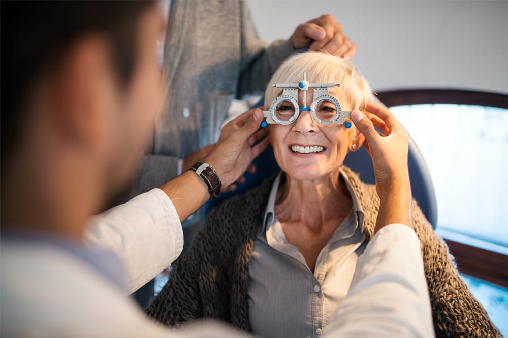 Woman getting eye test as part of the keepsight programme