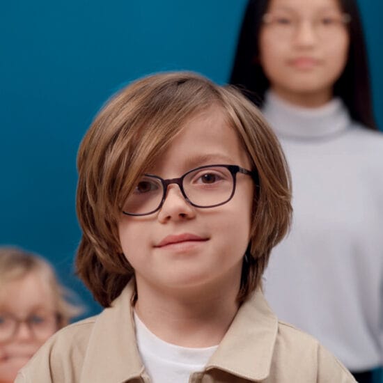 Boy wearing glasses for myopia management
