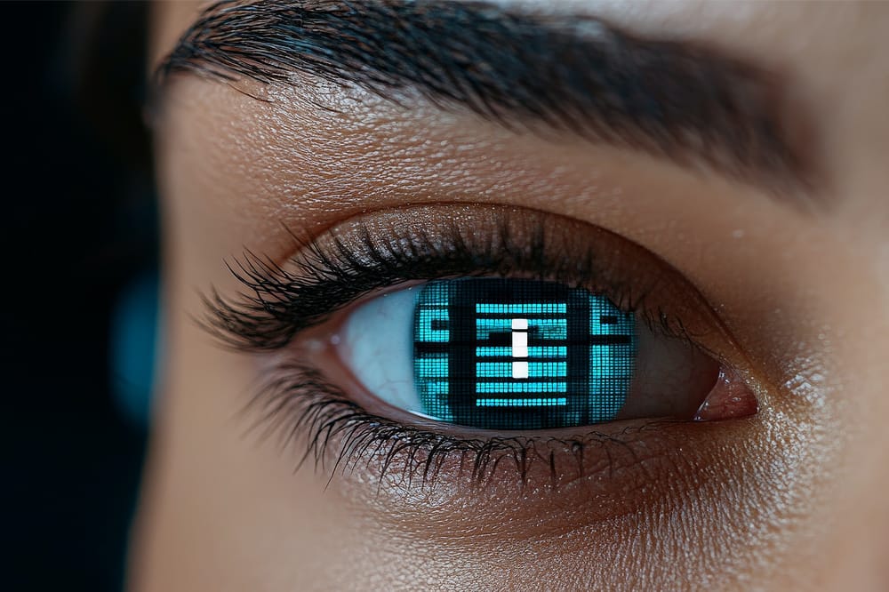 Image of an eye with alterations to the pupil to indicate frontiers in myopia