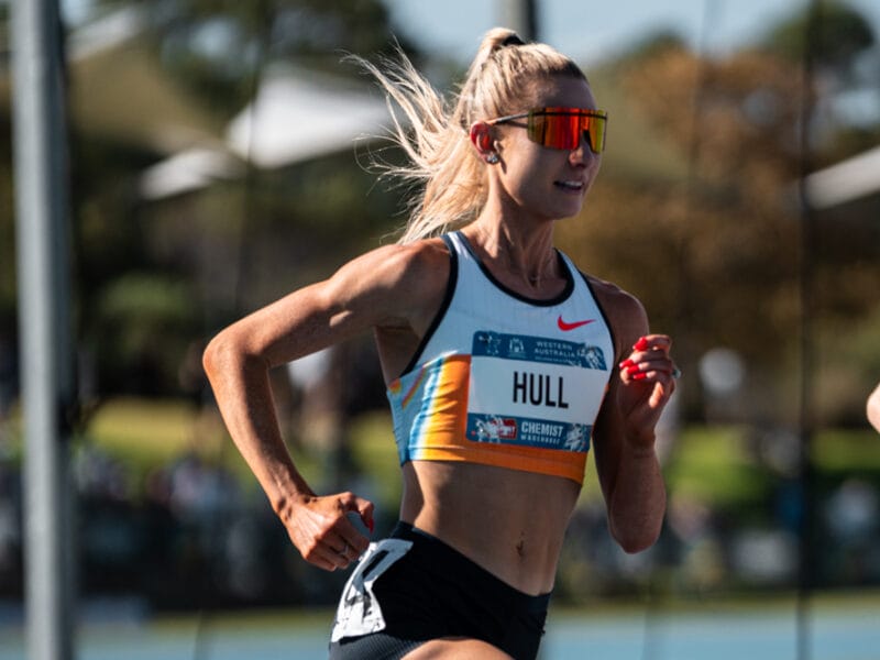 Athlete Jessica Hull wearing Nike performance eyewear, distributed by Marchon.