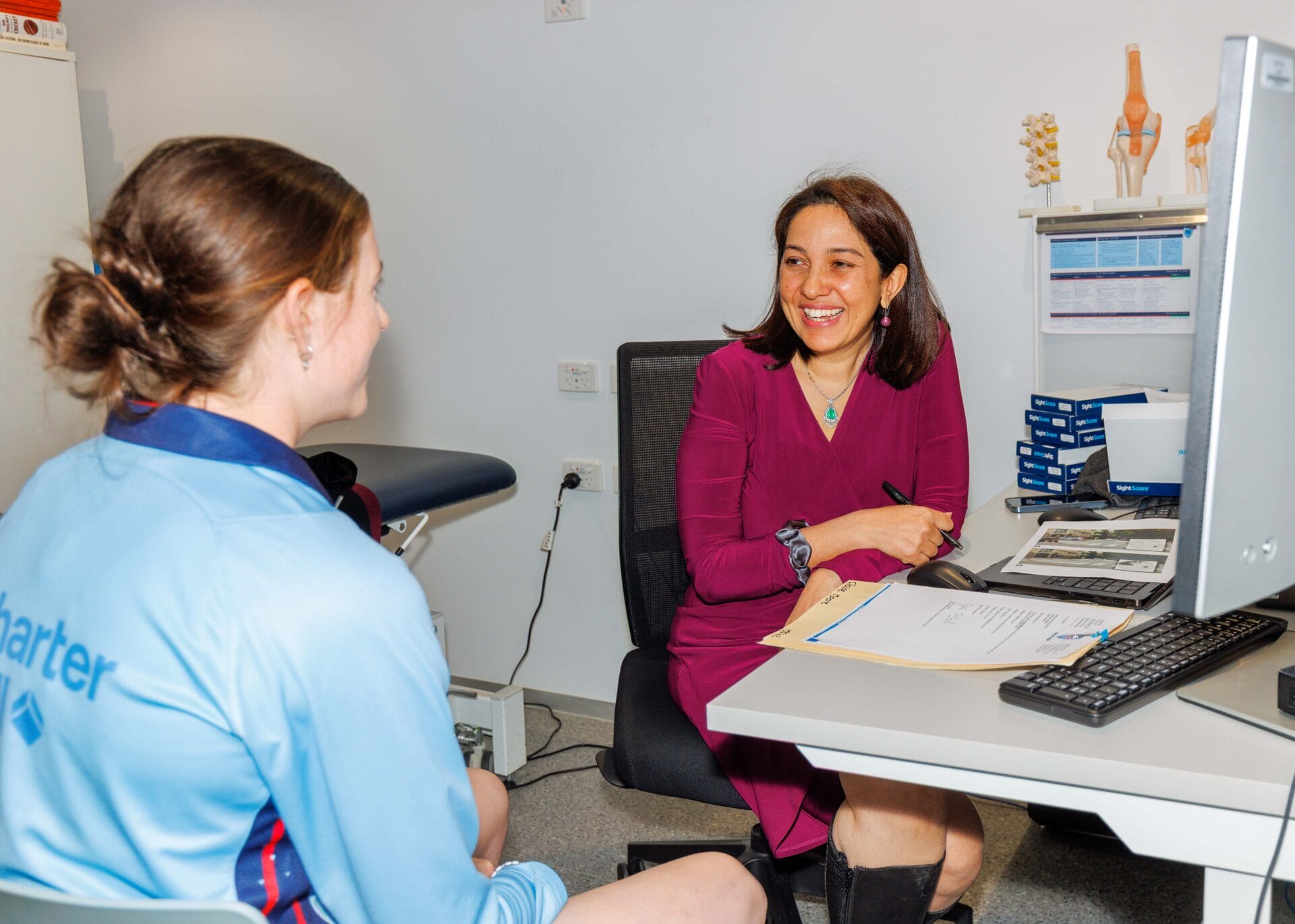 Dr Shanel Sharma at the vision testing clinic, Cricket NSW