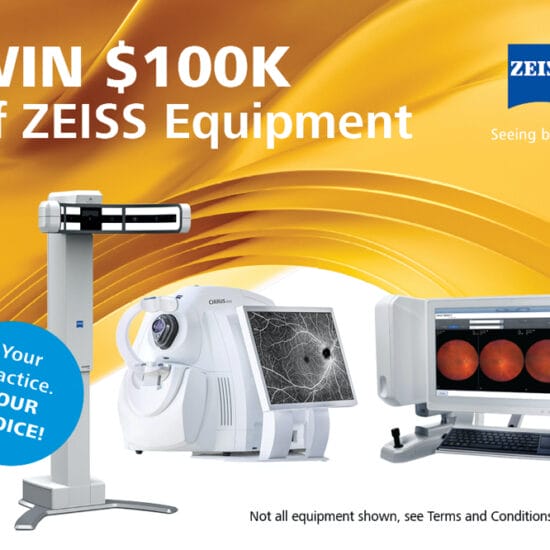 Zeiss equipment with caption saying 'win $100k of zeiss equipment'.