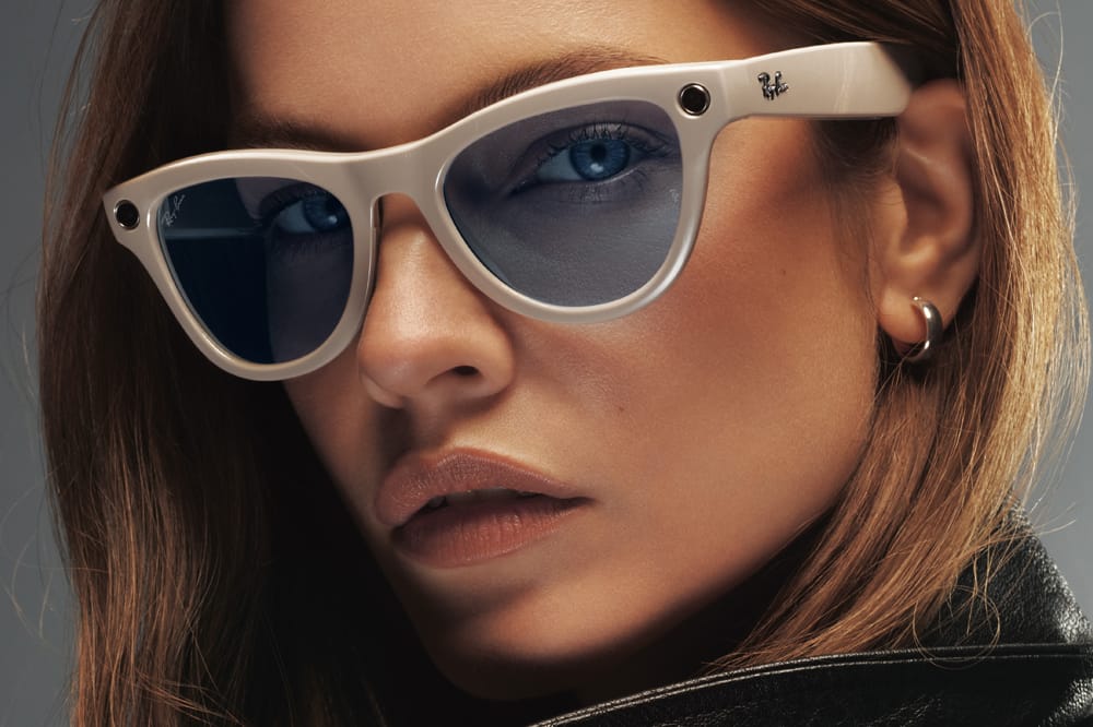 Ray-Ban Meta Skyler smart eyewear on a female model