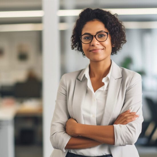 Person in glasses with mild dry eye