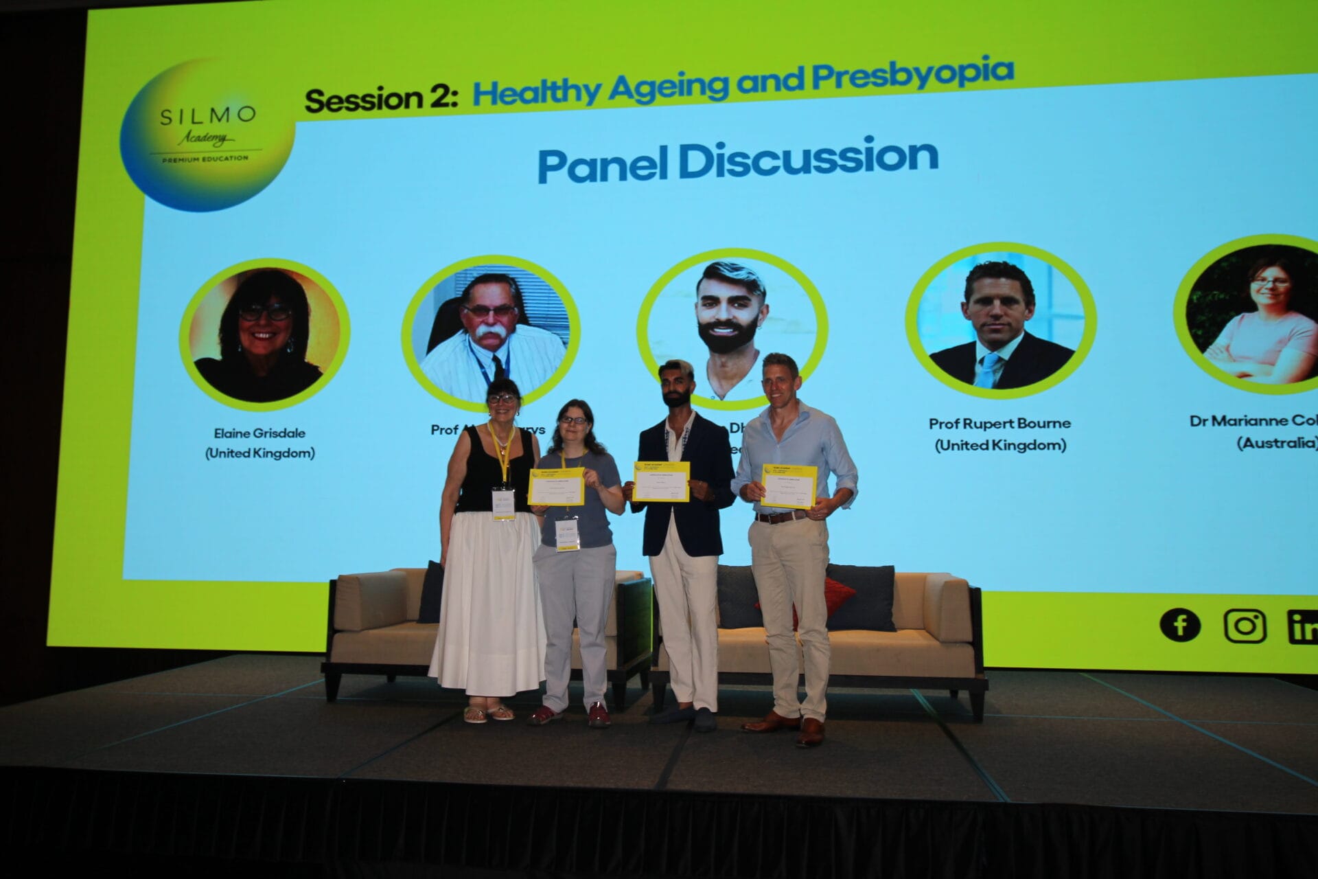 Elaine Grisdale (UK), Dr. Marianne Coleman (AU), Jason Dhana (NZ) and Prof Rupert Bourne (UK)