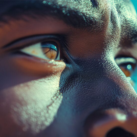 close up of man's eyes